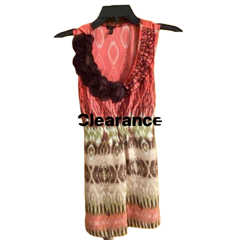 Piano Women's Multicolor Ruffle Neck Sleeveless Blouse Size S